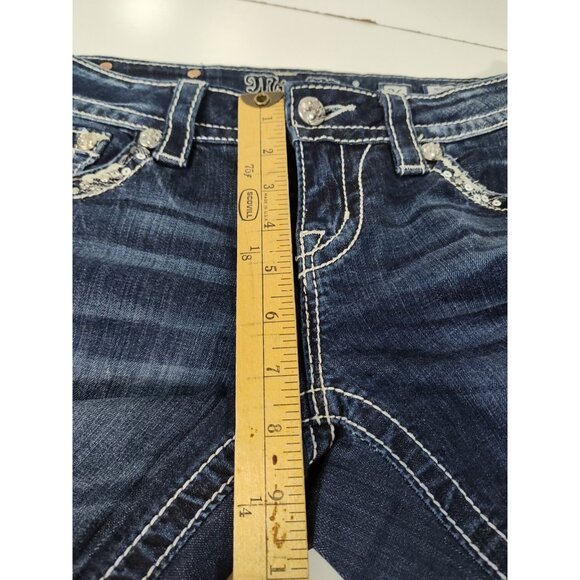 Miss Me Women's Jeans Size 26 Mid Rise Easy Skinny Embellished Pockets Dark Wash - Picture 12 of 12